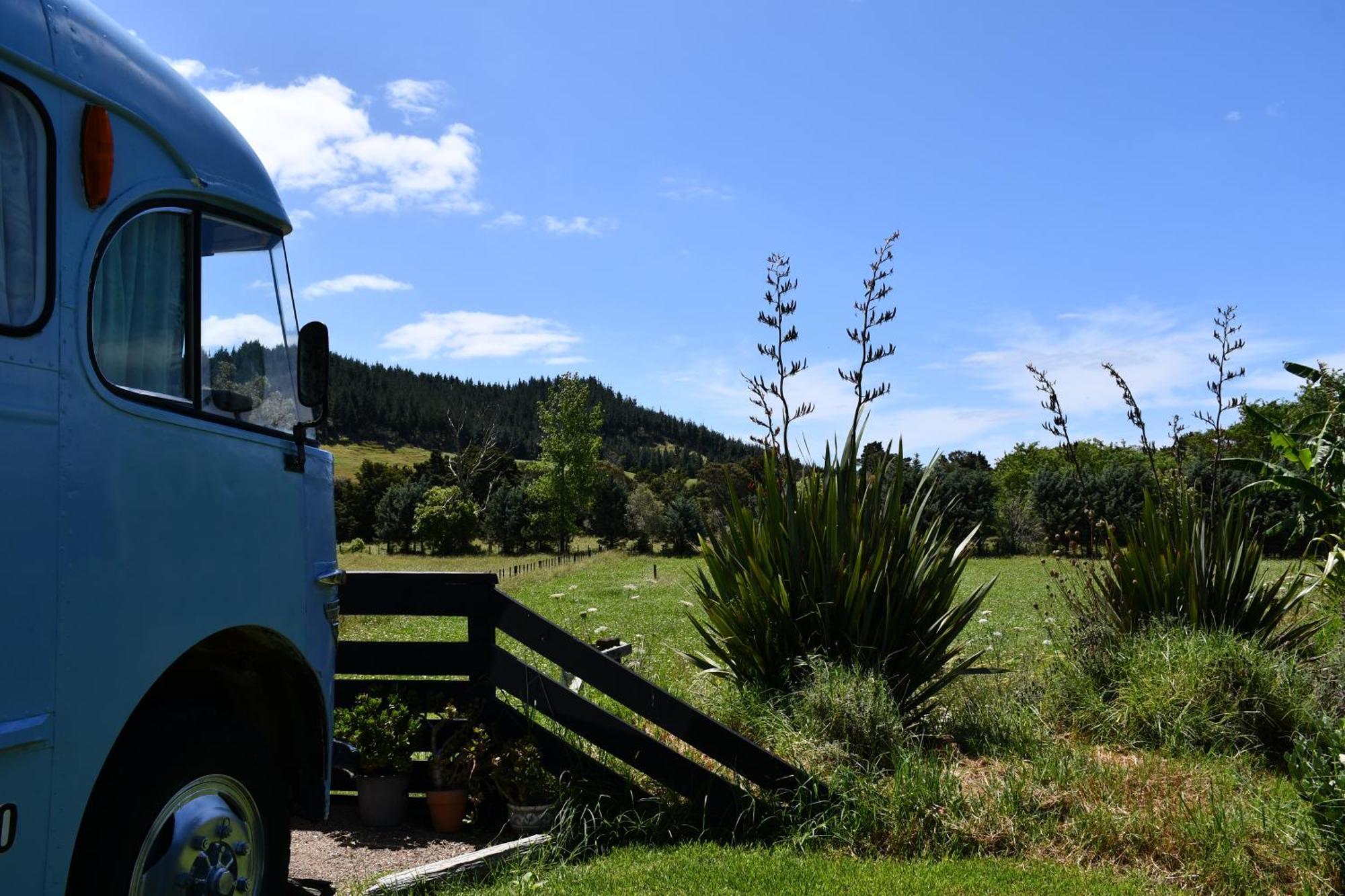 Evi The School Bus At Oromahoe Downs Farm Puketona Exterior foto